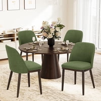 Sillas De Comedor Colamy Tapizadas, Juego De 4 Con Patas De Madera, Color Verde