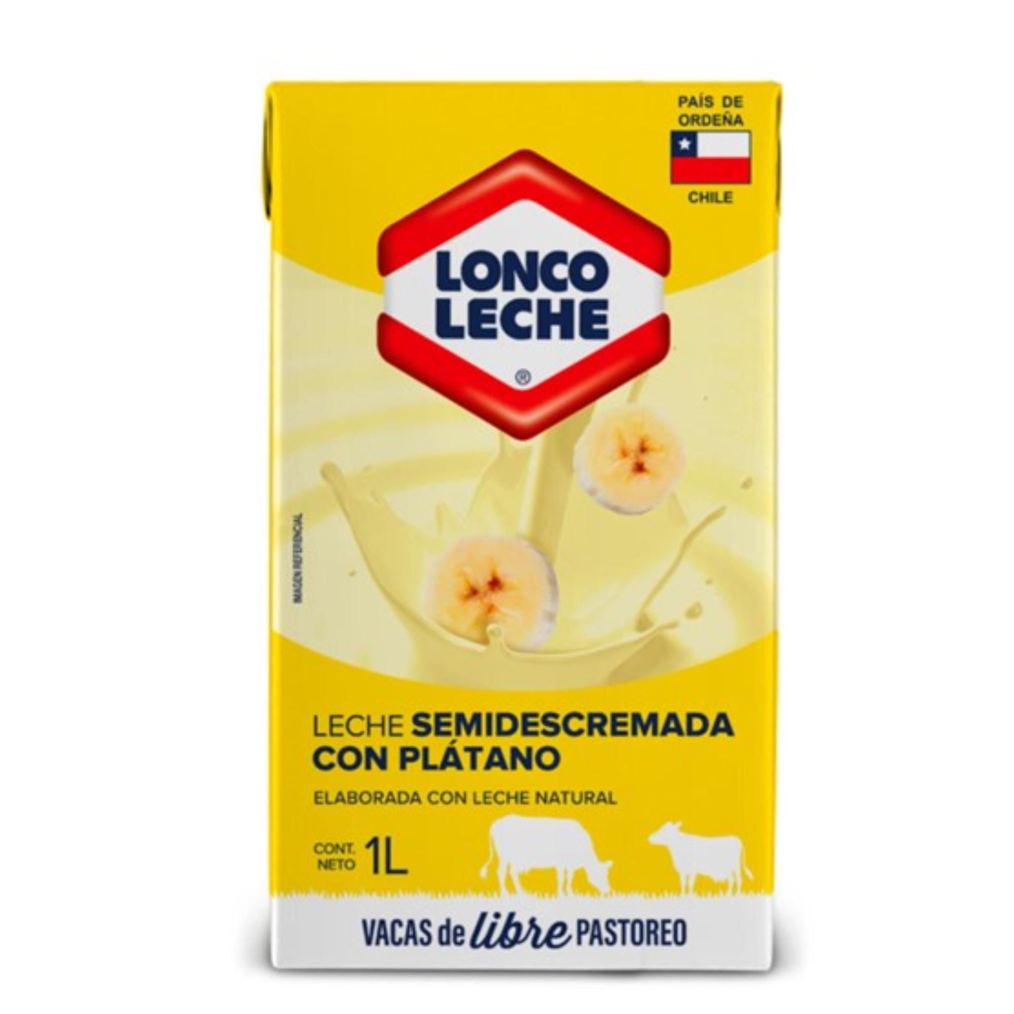 Leche Semidescremada Plátano 1 L Loncoleche