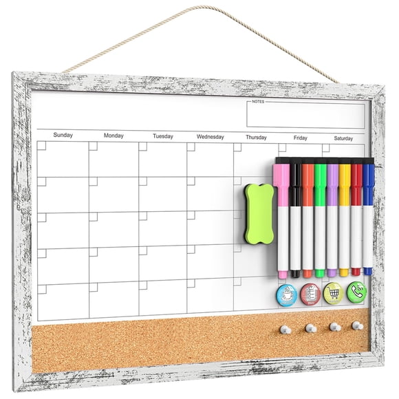 Calendario borrable Tankee 43 x 33 cm, pizarrón blanco con tablero de corcho