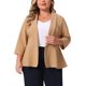 thumbnail image 1 of Blazers de Negocios Casual Abiertos con Peplum y Solapa de 3/4 Mangas para Mujer de Talla Grande de Agnes Orinda 3X Caqui, 1 of 8