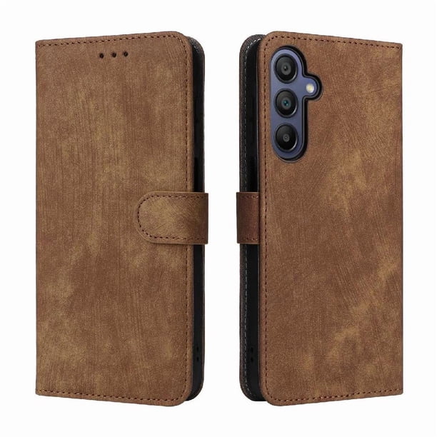 Funda Billetera para Samsung Galaxy A17 5G con Soporte - Cartera de Cuero con Ranuras Marrón