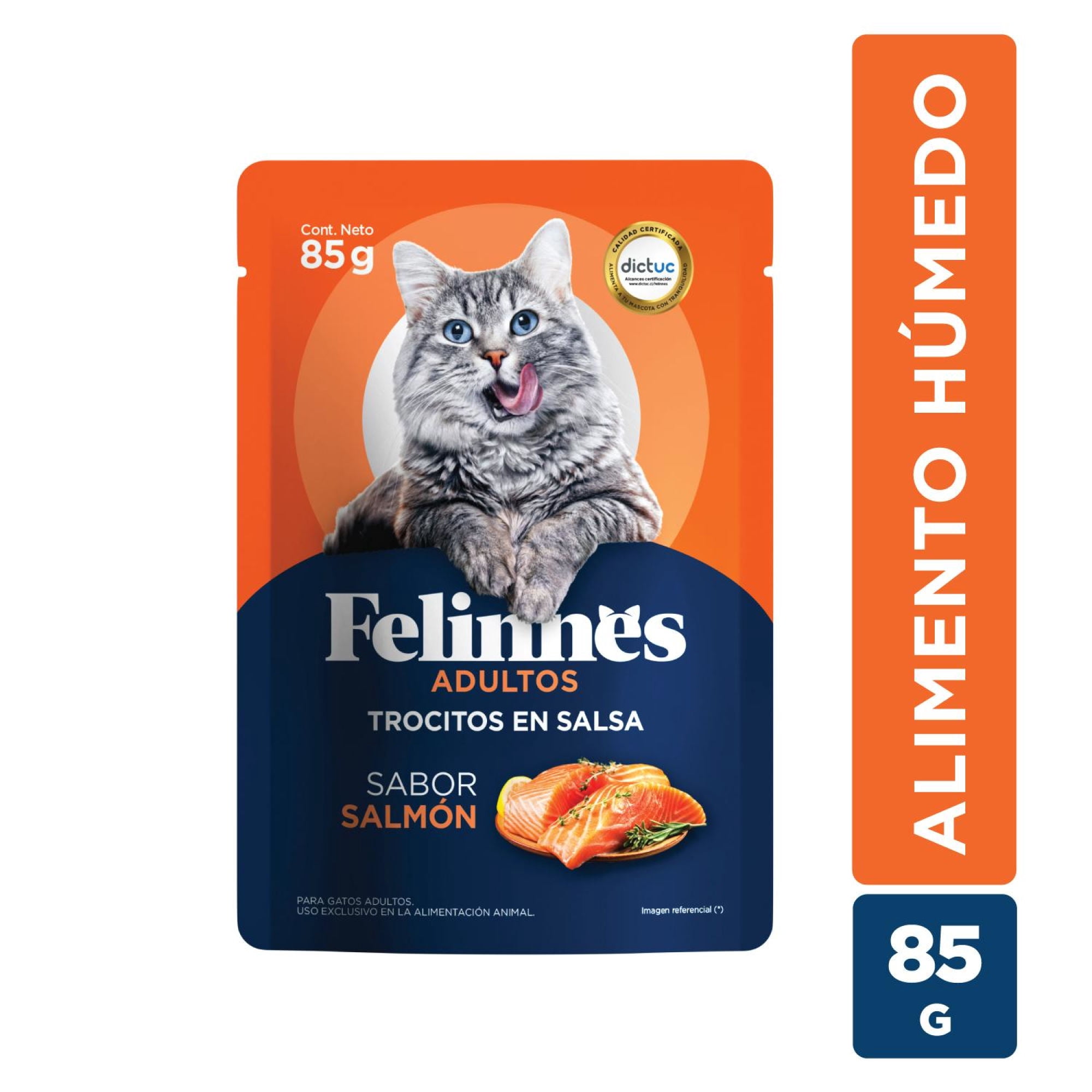 Alimento Húmedo Gato Adulto Sabor Salmón Pouch 85 g Felinnes