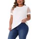 thumbnail image 4 of Agnes Orinda Camiseta de Mujer Talla Grande Manga Corta de Malla Cuello Redondo Blusa Casual Sólida 2025 4X Blanca, 4 of 6