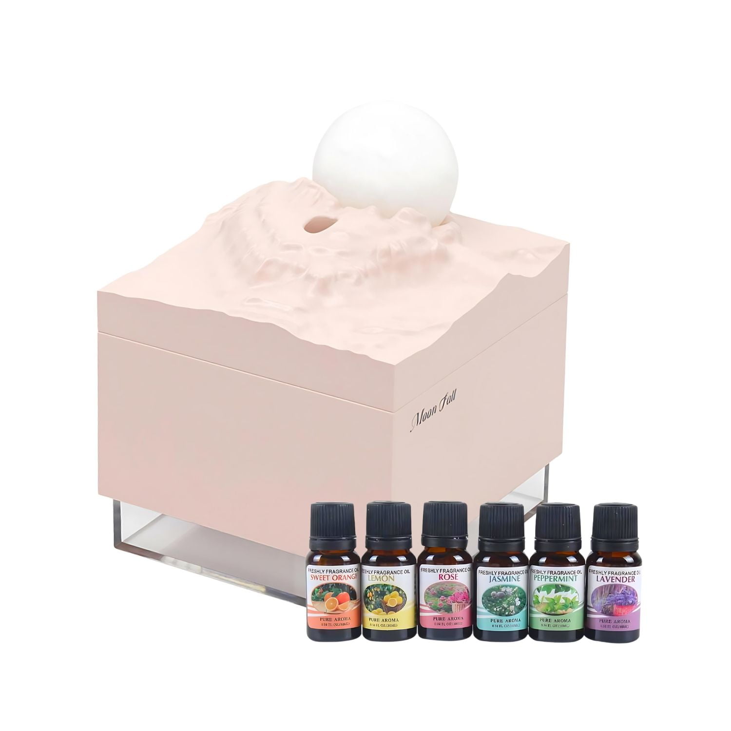 Disparo - Pack Humidificador Diseño Luna Rosa + 6 Esencias Aromaticas