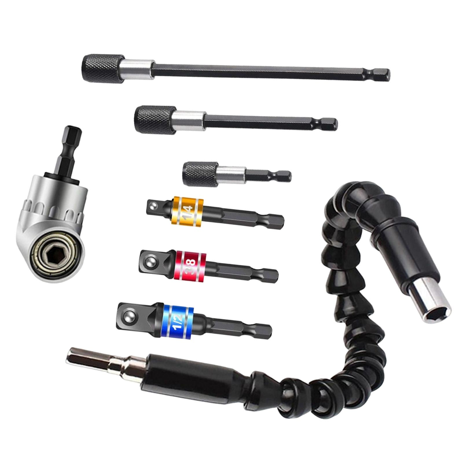 Ioensy - Herramienta De Destornillador De Extensión De Adaptador De Taladro De Ángulo Recto De 1/4 "8pcs