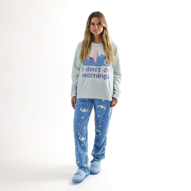 Pijama Polar Mujer Lilo Stitch Morning Celeste Disney Lider