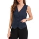 thumbnail image 2 of Chaleco a Rayas sin Mangas con Escote en V y Botones para Mujer de INSPIRE CHIC con Cinturón Trasero para Trabajo y Casual XL Azul Oscuro, 2 of 6