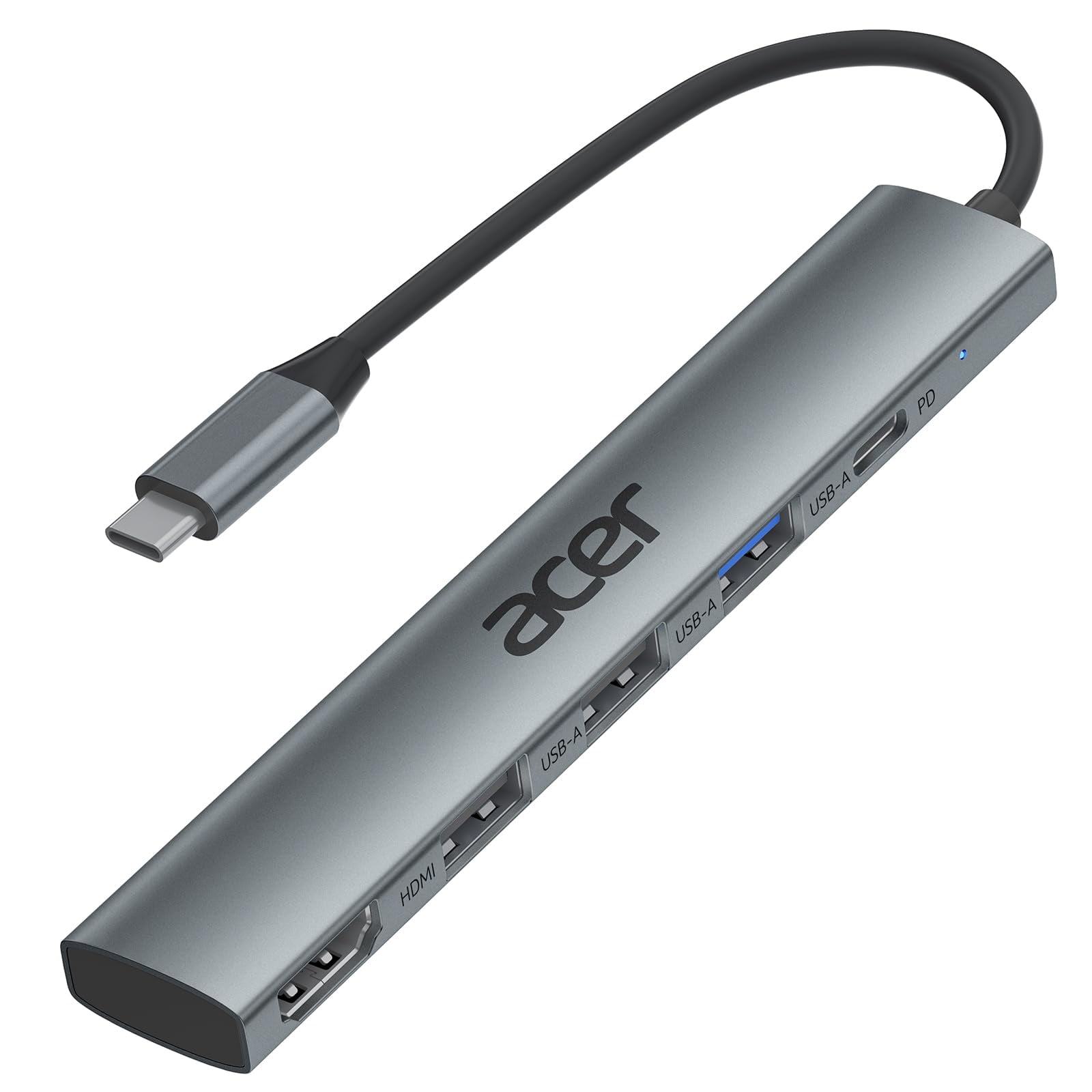 Hub Usb C Acer 5 En 1 Con Hdmi 4k, Suministro De Energía De 100 W, 3 Usb A