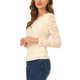 thumbnail image 4 of INSPIRE CHIC Blusa de Encaje Floral de Halloween para Mujer con Cuello en V y Manga Larga con Ribete Festoneado S Beige, 4 of 7