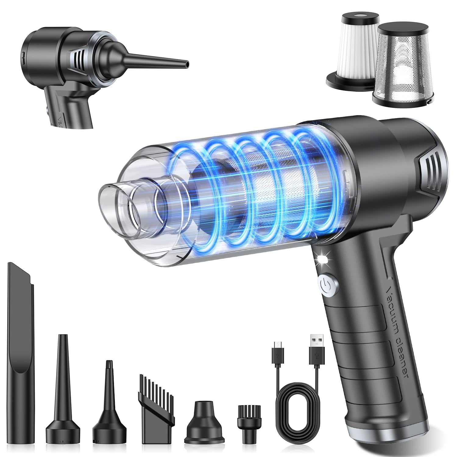 Aspirador Portátil Para Coche Kmm 10000pa Con Air Duster 120w