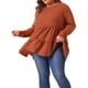 thumbnail image 4 of Agnes Orinda Ropa de Halloween para Mujer Tallas Grandes Tops Babydoll de Escuela Universidad de Manga Larga Cuello Redondo Casual Suelto Blusas Peplum Túnicas 2X Rojo Ladrillo, 4 of 6