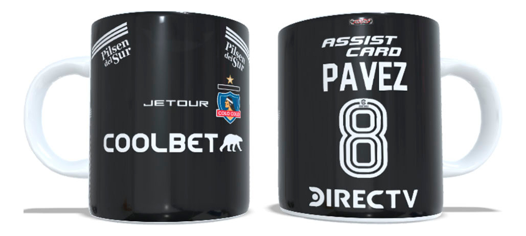 Arumistorechile - Tazon Taza + Porta Vaso Colocolo 2024 Negra Esteban Pavez