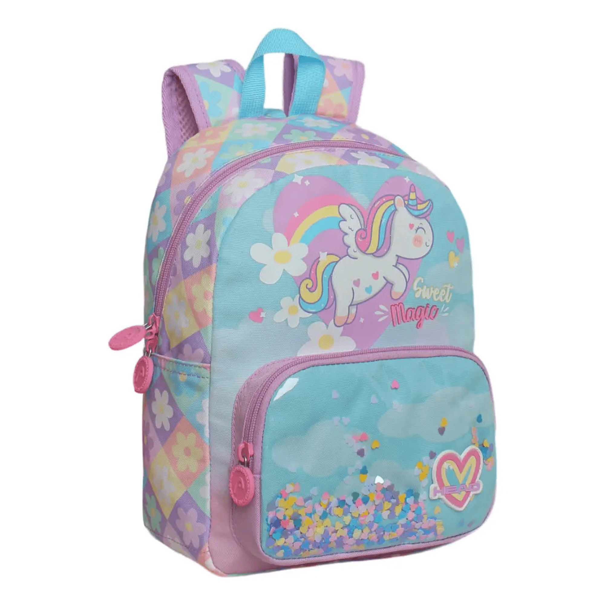 Mochila Infantil Belug Niña Pop Unicornio Flores Lila Violeta Azul