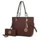 thumbnail image 1 of Bolso Tote con Cartera de Muñeca para Mujer, MKF Collection, Set de 2 Piezas en Cuero Vegano, Espacioso y Elegante - Café, 1 of 3