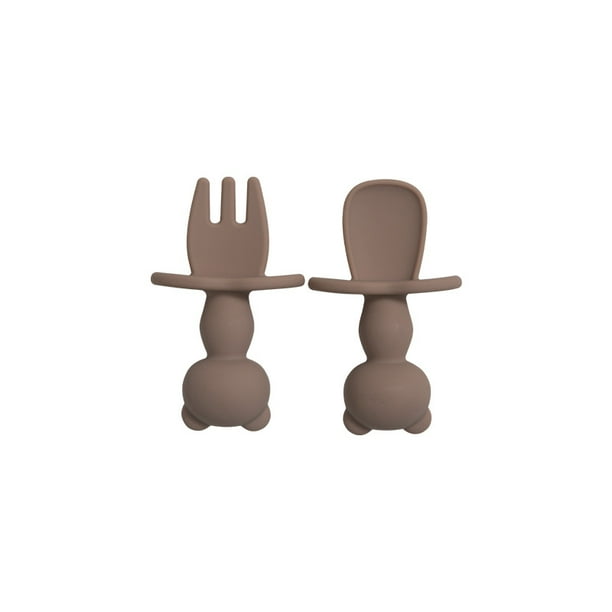 Make Mealtime Fun with Our 2pcs Panda Training Fork Spoon Set - Soft Silicone, BPA Free, Easy to Hold, Perfect for Infant Feeding and Learning Tableware