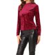 thumbnail image 4 of INSPIRE CHIC Camisetas de Terciopelo para Mujer Cuello Redondo Manga Larga Casual T-Shirt M Burdeos, 4 of 7
