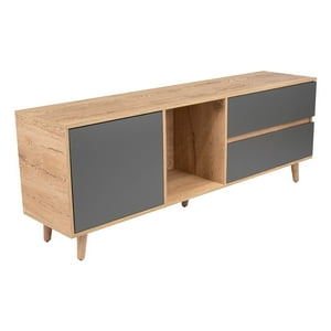 Fm Furniture - Mesa Para Tv 65"" 58,4X158,4X38 Cm Café Claro Y Gris