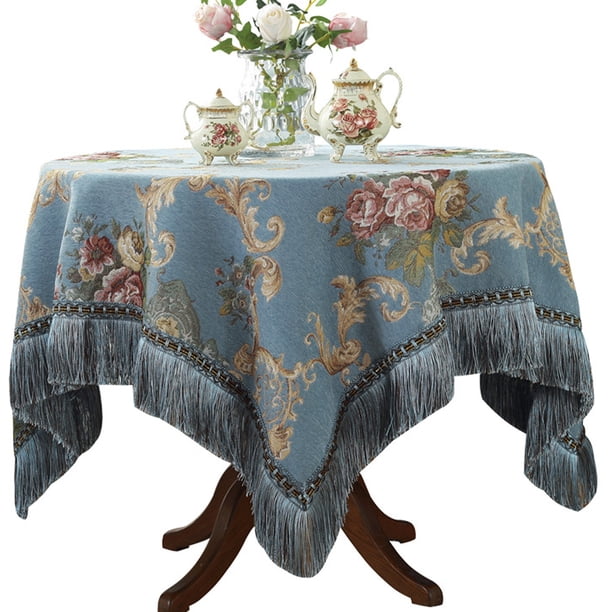 Mantel de chenilla con borlas, mantel de mesa, mantel de mesa de café, mantel de toalla, tela a prueba de polvo