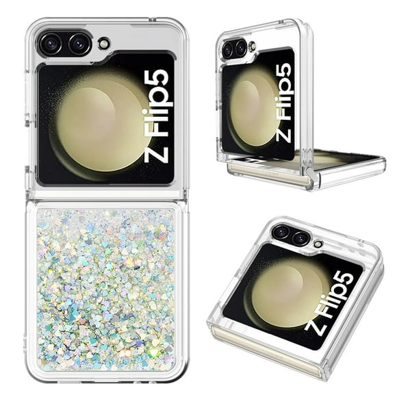 Funda Para Sansung Galaxy Z Flip 5 Con Brillo Líquido, Protección Completa Y Soporte De Anillo Giratorio