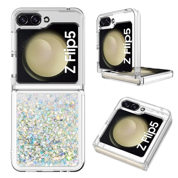 Funda Para Sansung Galaxy Z Flip 5 Con Brillo Líquido, Protección Completa Y Soporte De Anillo Giratorio