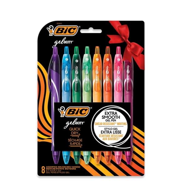 Bolígrafos de gel BIC Gelocity, secado rápido, 0,7 mm, punta mediana, paquete de 8
