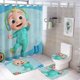 thumbnail image 1 of Cocomelon-theme 4-Piece Shower Curtain Set with Rugs, Waterproof Bathroom Decor Set Includes Bath Mat, U-Shaped Rug, Toilet Lid Cover and Curtain with Hooks, 1 of 6