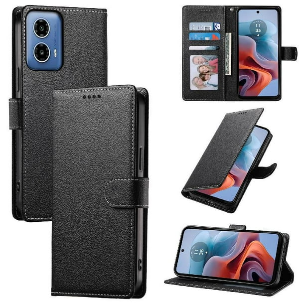 Funda para FOXDOCK Motorola Moto G34– Cuero Premium, 3 ranuras para tarjetas, Protección contra impactos