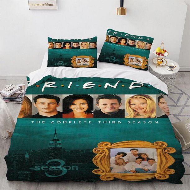 TV Show Central Perk Friends Logo White Quilt Duvet Cover Set Bedclothes3-Piece Bedding Set