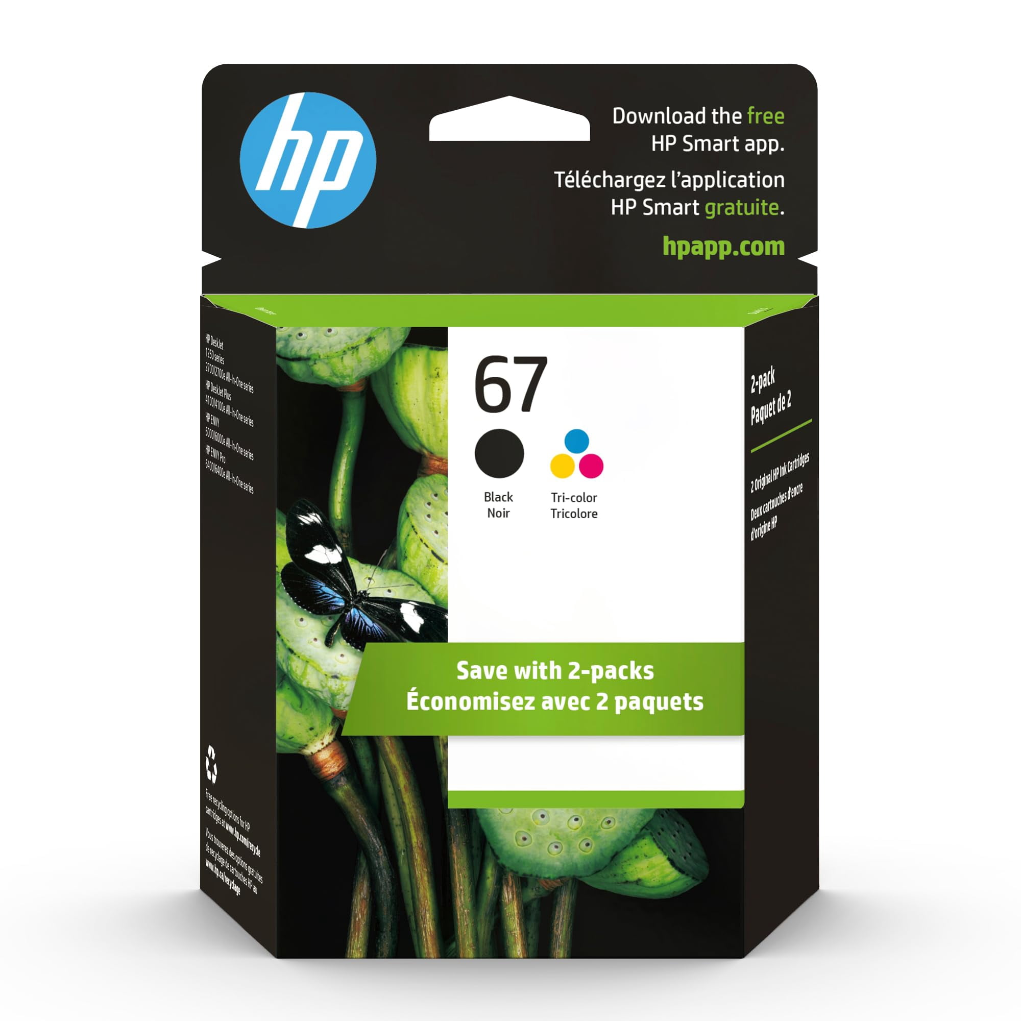 Cartuchos De Tinta Hp 67 Negro/tricolor (paquete De 2) Para Deskjet 1255
