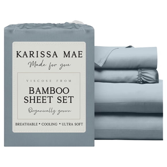 Juego de sábanas KARISSA MAE Queen de viscosa de bambú azul