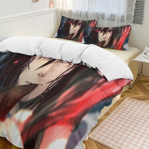 Attack On Titan Quilt Set Thicken Soft 3 Pieces Bedding Set All Season Duvet Cove with 2 Pillowcases for Adult Women Girls Teens Home Room Decor
