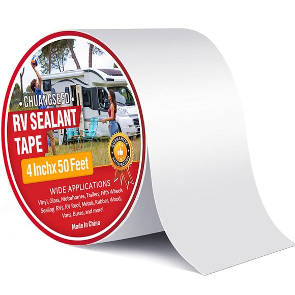 Cinta para techo de RV CHUANGSEED blanca, 4 pulgadas x 50 pies, sellador para RV