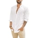 thumbnail image 1 of Camisa casual de manga larga para hombre JEKAOYI, algodón y lino, blanca, 1 of 7
