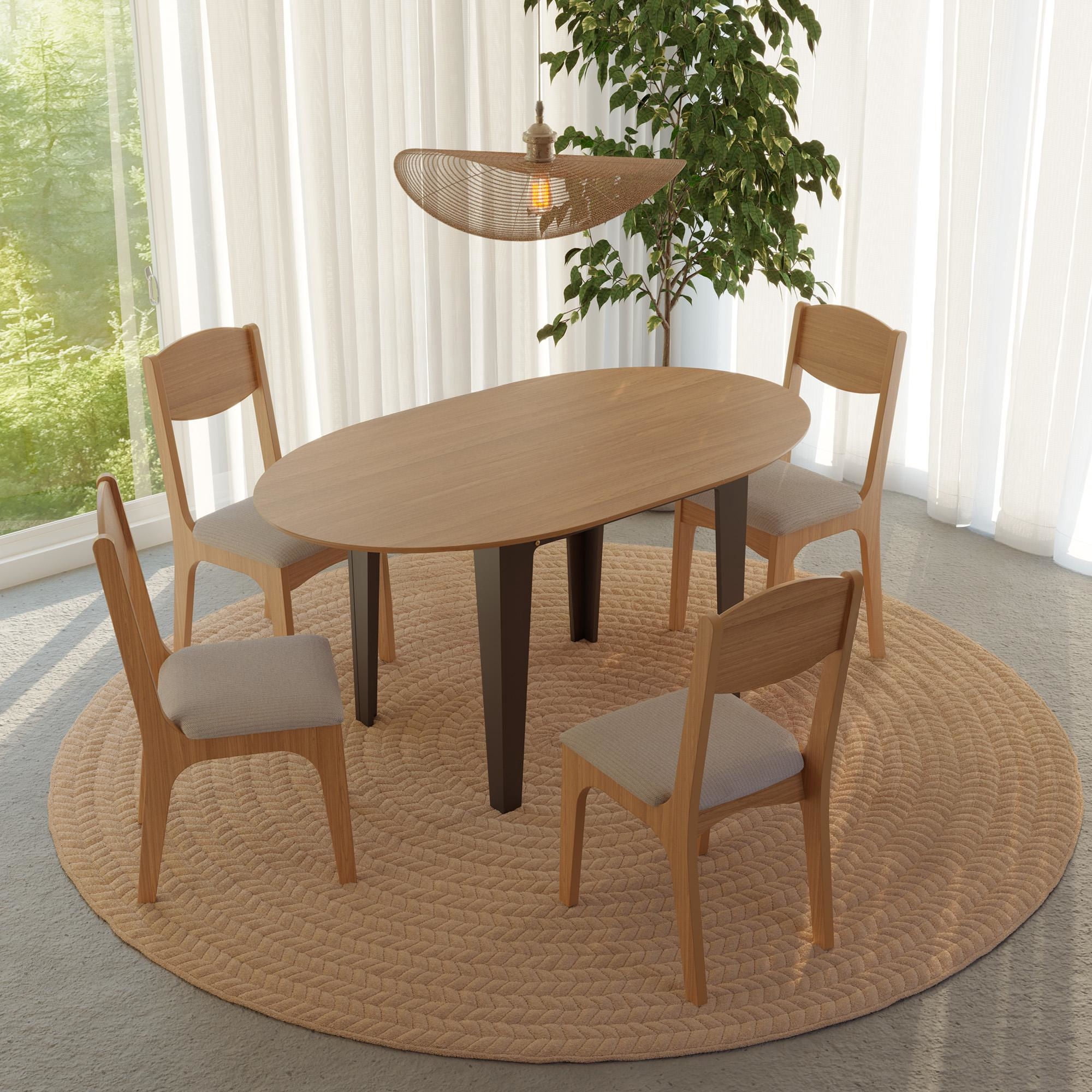 Decocasa - Juego Comedor Tm70 Plegable + 4 Sillas Castaño - Café