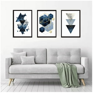 Genérico - Cuadros Decorativos Abstracto Geometrico Pack X 3 Uds 35X50 Cm C/U