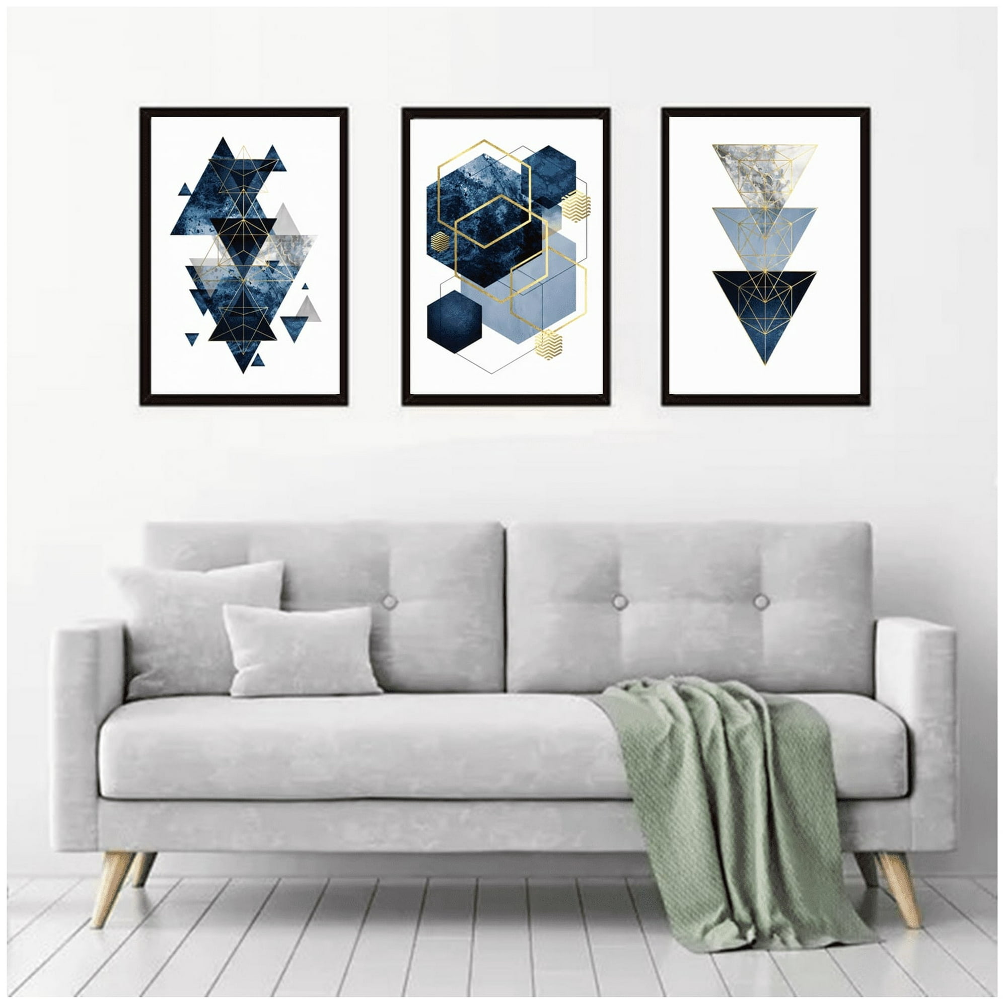 Genérico - Cuadros Decorativos Abstracto Geometrico Pack X 3 Uds 35x50 Cm C/u