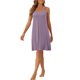 thumbnail image 2 of INSPIRE CHIC Vestido de Dormir de Modal Acanalado para Mujer con Doble Tirante Espagueti hasta la Rodilla para Descanso y Viaje XS Gris Púrpura, 2 of 6
