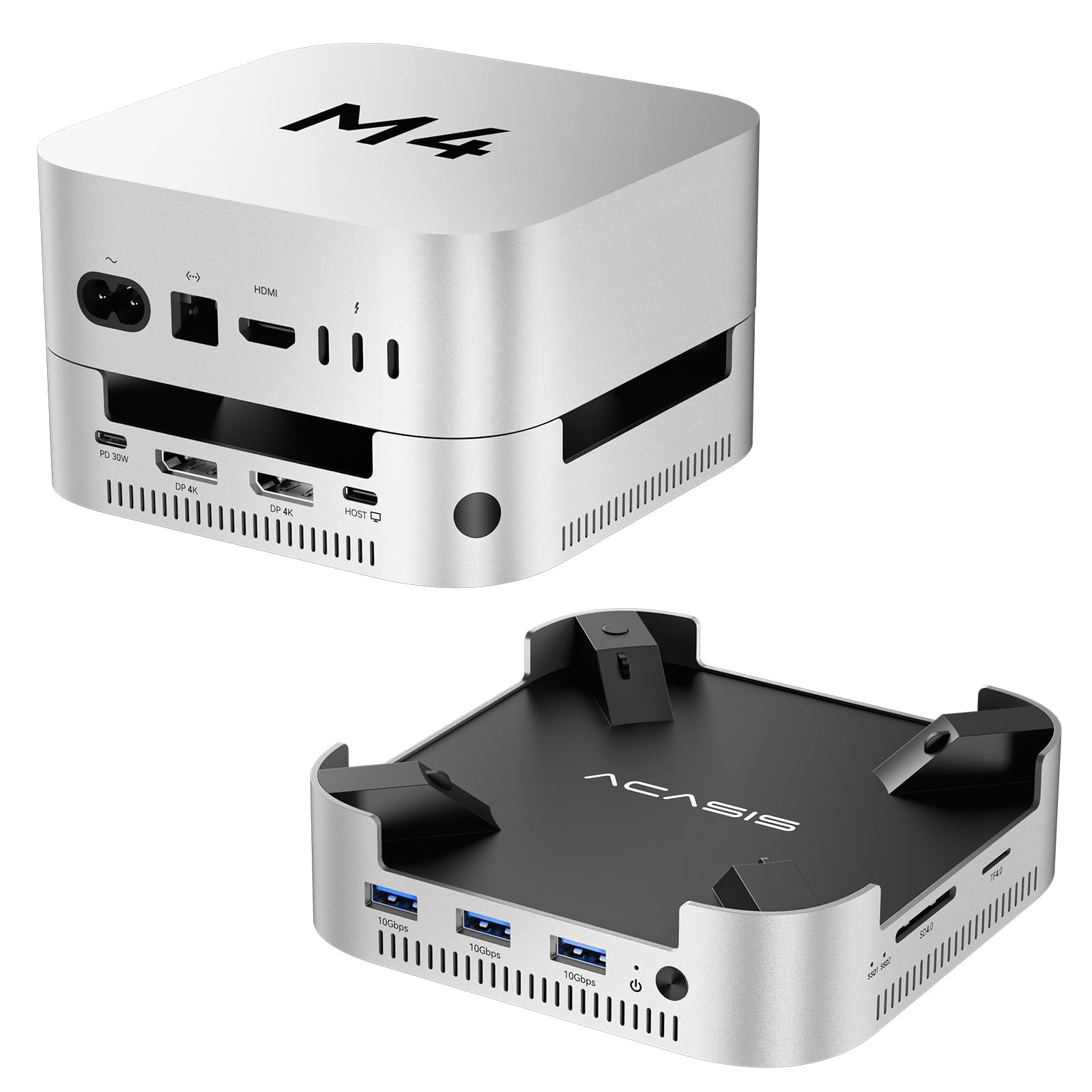 Acasis - Base Y Soporte Con Carcasa Ssd Nvme De Doble Bahía Para Mac Mini