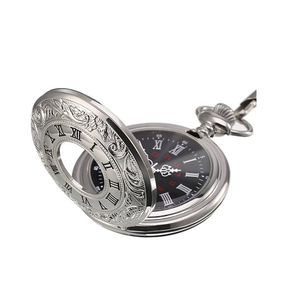 Reloj de Bolsillo Vintage Hicarer de Acero con Cadena Plateada
