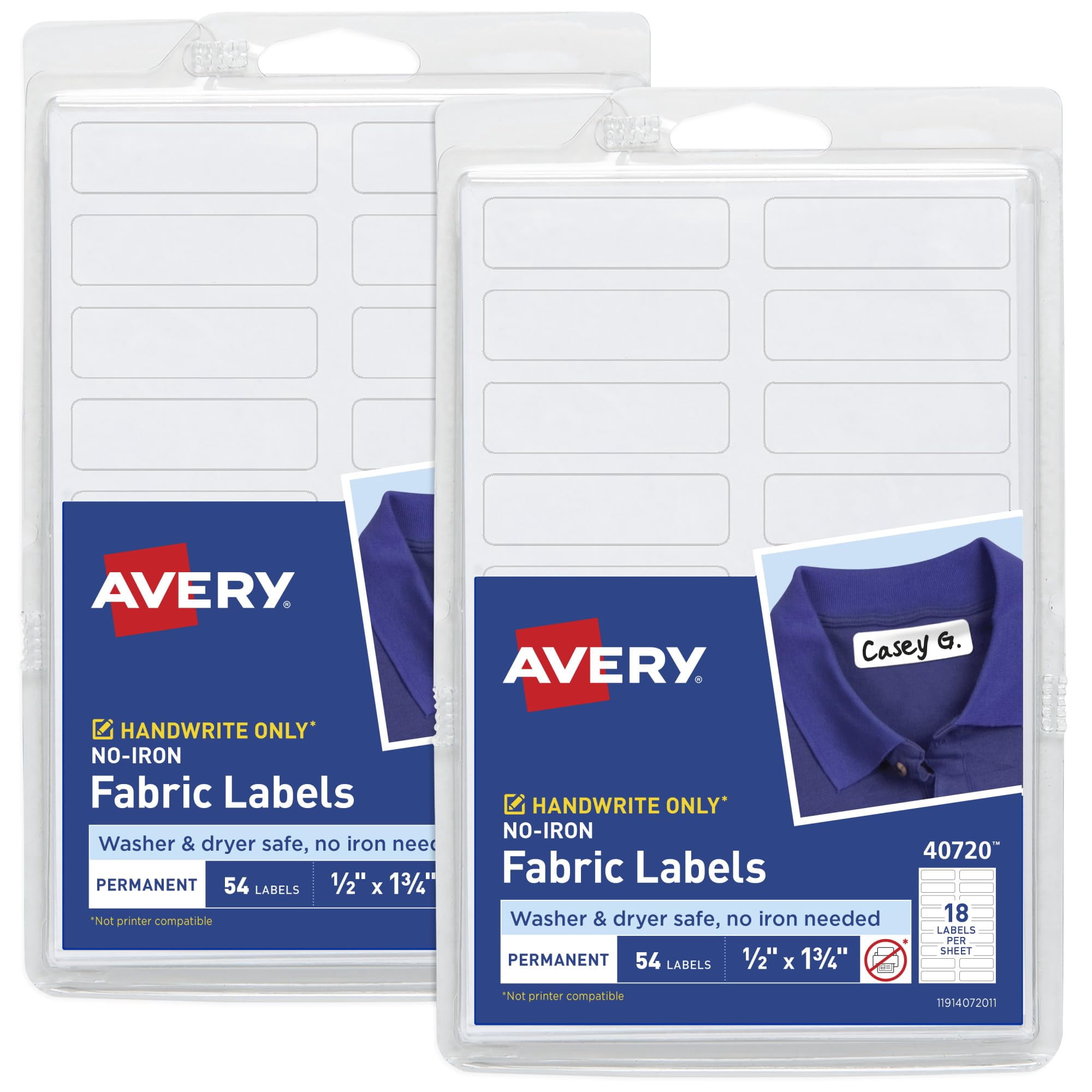 Etiquetas De Tela Avery, Aptas Para Lavadora Y Secadora, Aptas Para Lavadora Y Secadora, 108 En Total