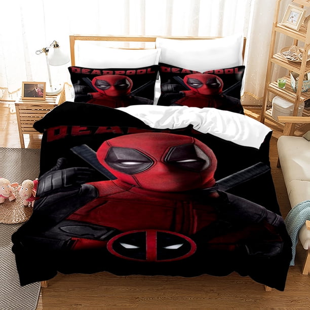 Dead-pool 3 PCS Comforter Set with 2 Pillowcases,Deadpoo-l Bedding Set Sheet Set for Kids Adults,All Season Lightweight