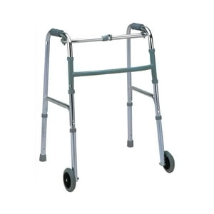 Maxcare - Andador Burrito Aluminio Plegable Con 2 Ruedas Paso A Paso Gris