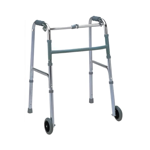 Maxcare - Andador Burrito Aluminio Plegable Con 2 Ruedas Paso A Paso