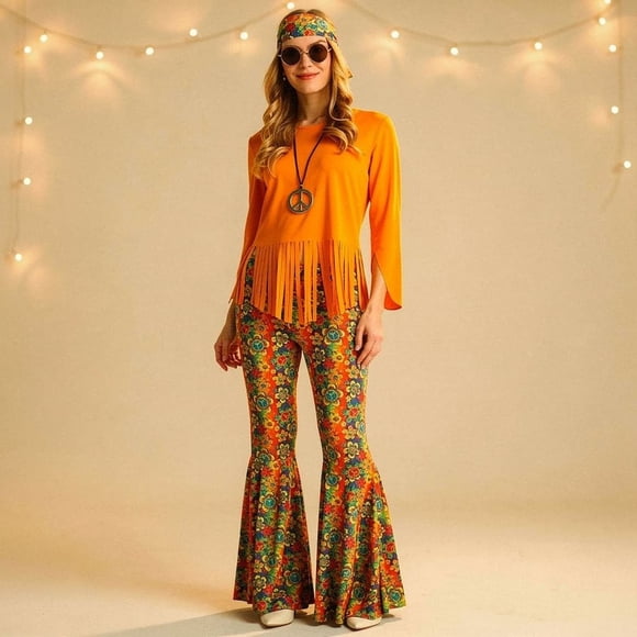 Disfraz Cosplay Hippie Retro Clásico Mujer Y Hombre