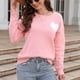 thumbnail image 2 of Suéter de mujer con cuello redondo y estampado de corazón, suéter de punto informal para el día de San Valentín, para otoño e invierno., 2 of 6
