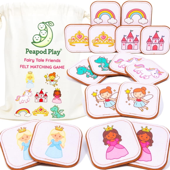 Juego de Memoria Peapod Play Princesa de Fieltro, 16 piezas, para 1+ años