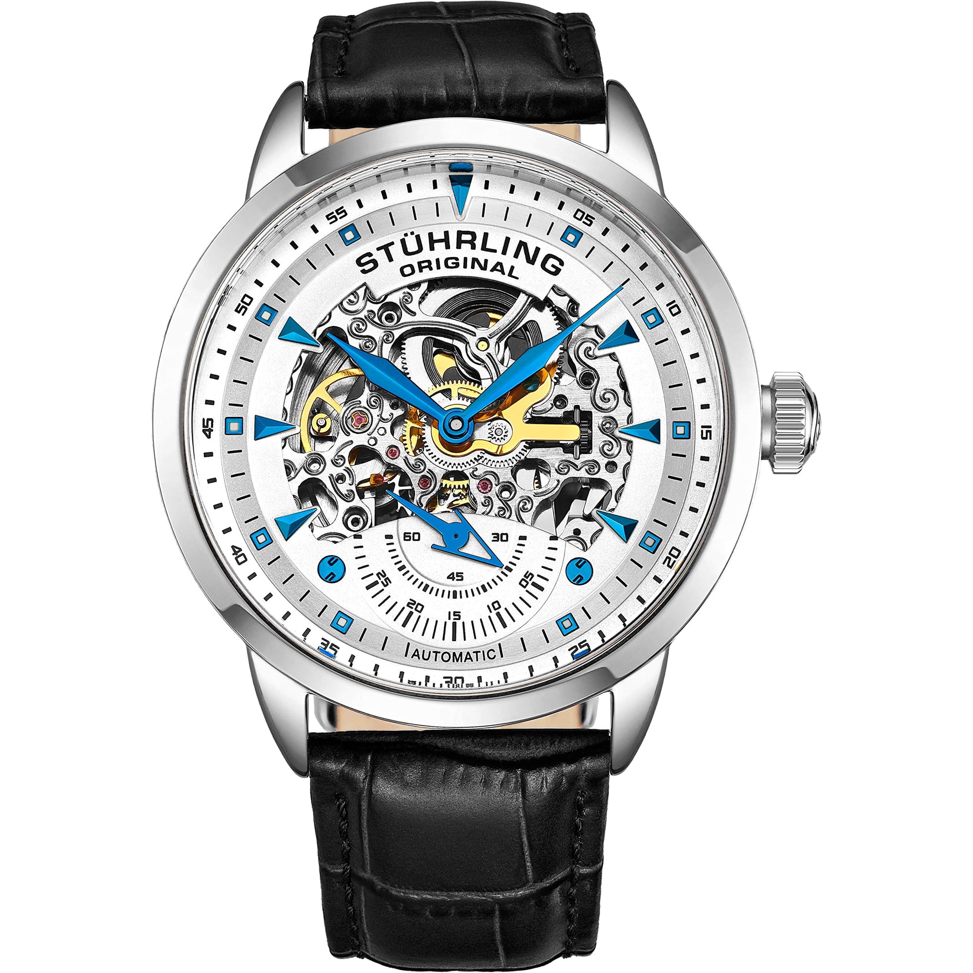 Reloj Stuhrling Original Skeleton Automatic De Piel Para Hombre