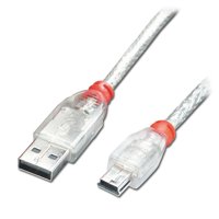 Cable Usb Lindy Usb 2.0 Tipo A A Mini-B 1M Transparente