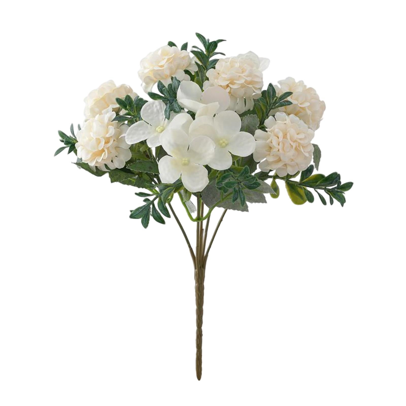 Magideal - Flores Bouquet Arreglo Floral Ramo Hidrangea Artificial Accesorio Decorativo Silicona Adecuado Para Regalo Decoración De Mesa De Comedor Y Dormitorio Blanco