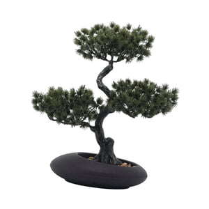 Magideal - Pino De Saludo En Macetas Artificial 26X34Cm Decoración De Mesa Realista Liviana Para La Tienda En El Hogar Decoración De La Oficina En Casa Versátil Verde Oscuro